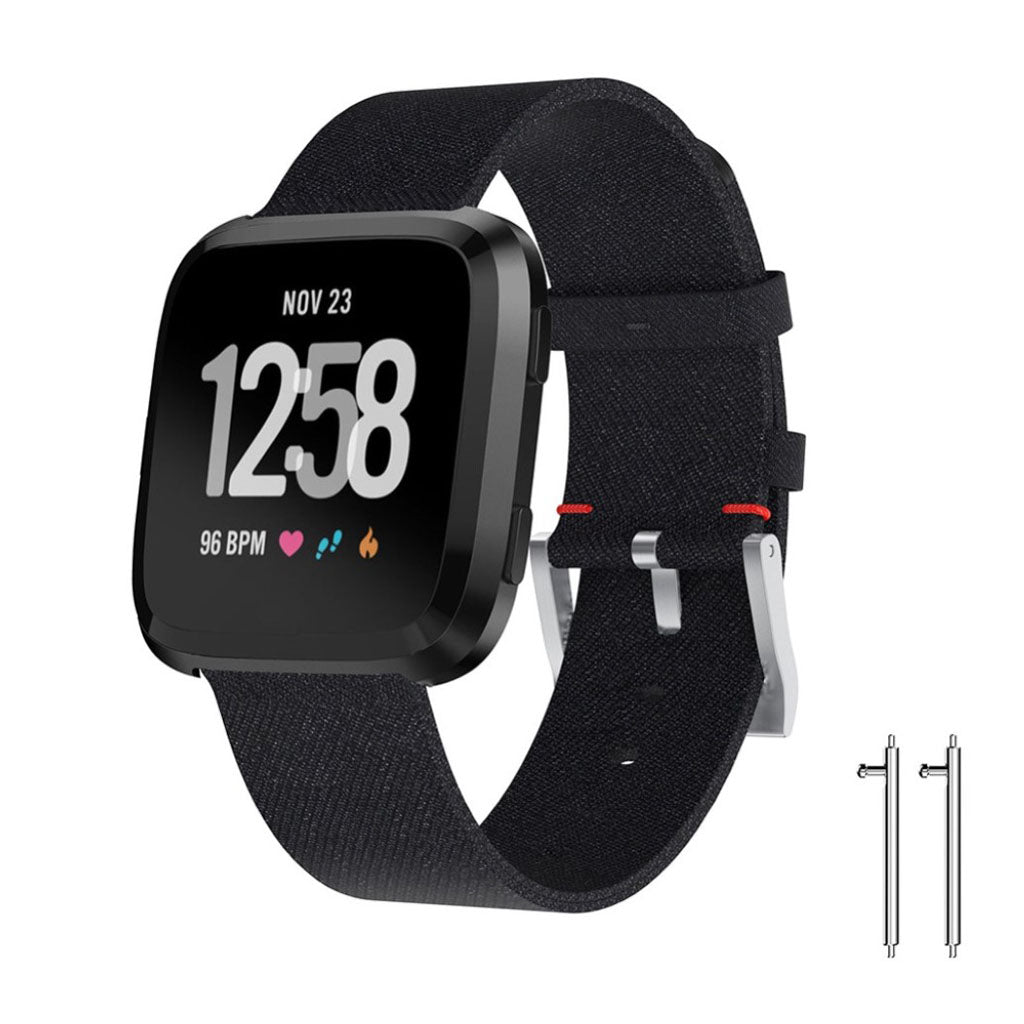 Komfortabel Fitbit Versa Nylon Rem - Sort#serie_4