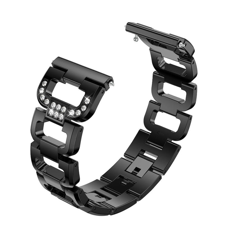 Helt vildt pænt Fitbit Versa Metal og Rhinsten Rem - Sort#serie_4