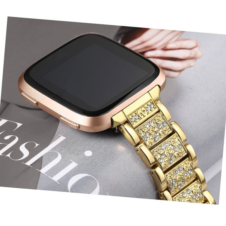 Super cool Fitbit Versa Metal og Rhinsten Rem - Guld#serie_2