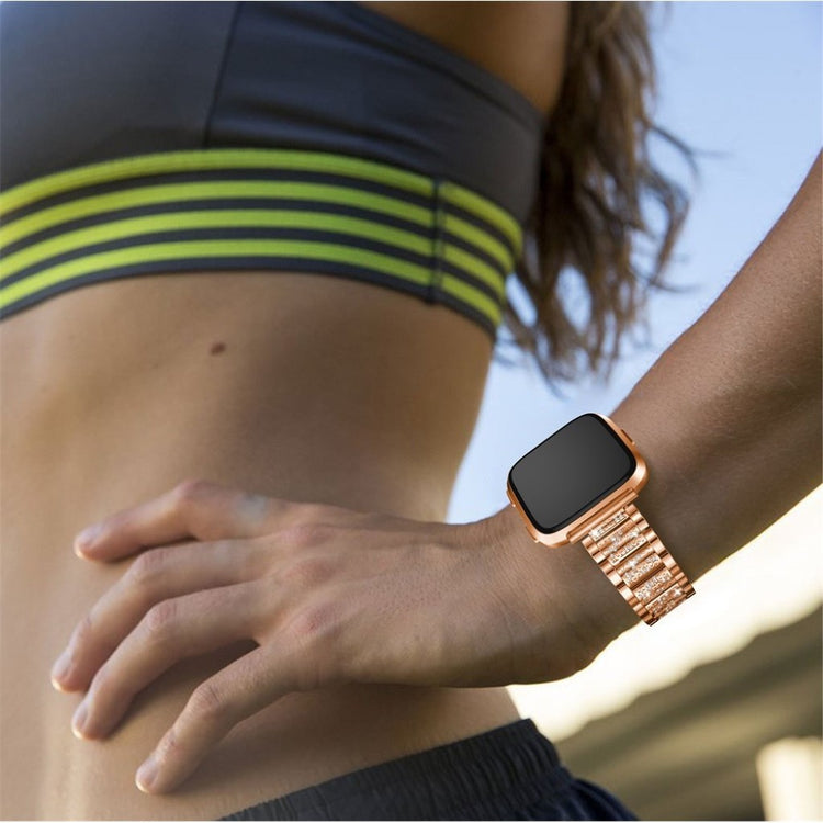 Super cool Fitbit Versa Metal og Rhinsten Rem - Flerfarvet#serie_3