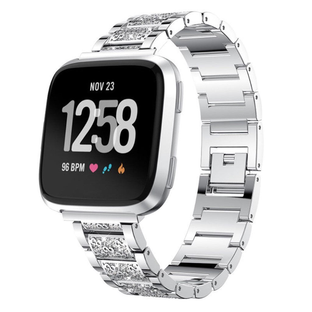 Super cool Fitbit Versa Metal og Rhinsten Rem - Sølv#serie_4