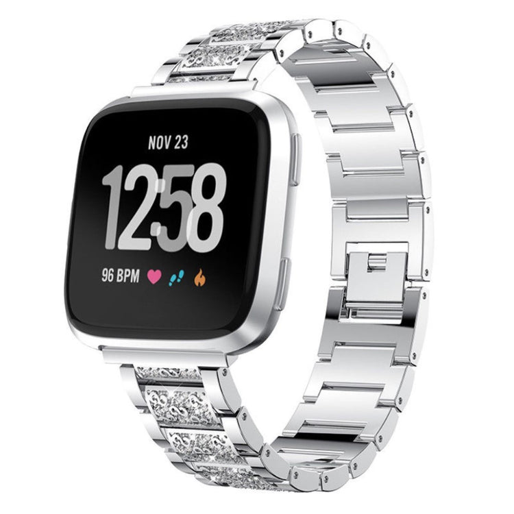 Super cool Fitbit Versa Metal og Rhinsten Rem - Sølv#serie_4