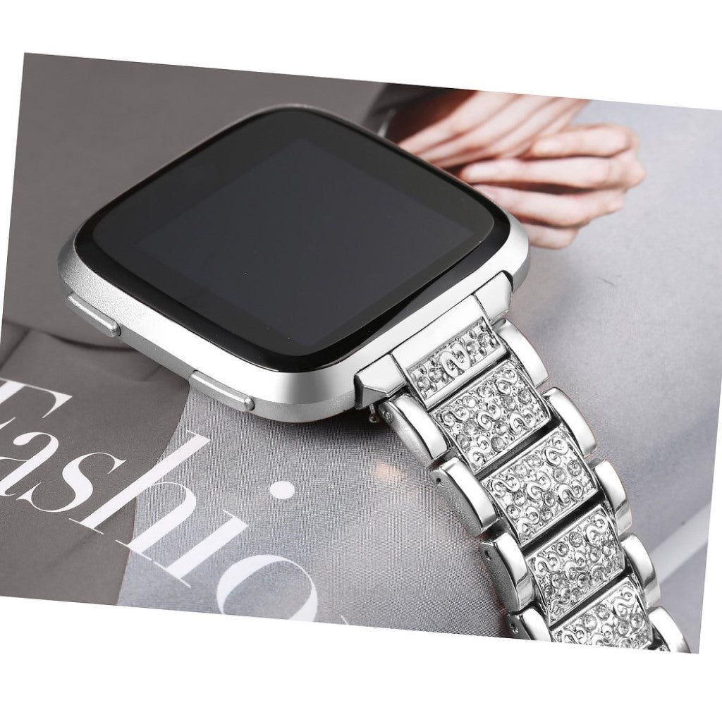Super cool Fitbit Versa Metal og Rhinsten Rem - Sølv#serie_4