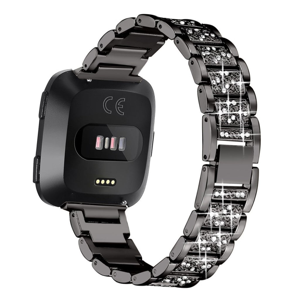 Super cool Fitbit Versa Metal og Rhinsten Rem - Sort#serie_5