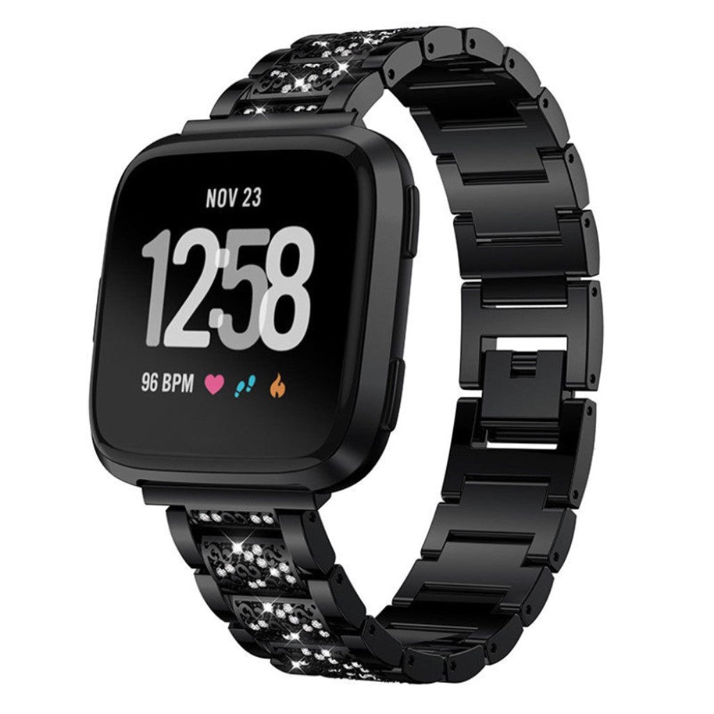 Super cool Fitbit Versa Metal og Rhinsten Rem - Sort#serie_5