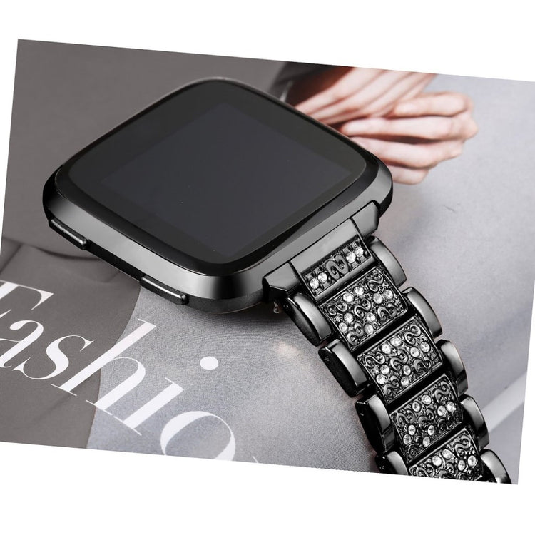 Super cool Fitbit Versa Metal og Rhinsten Rem - Sort#serie_5