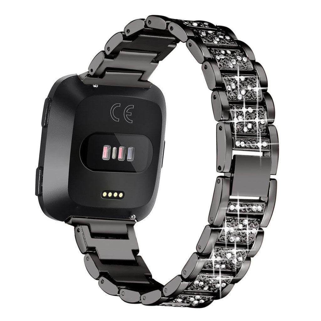 Super cool Fitbit Versa Metal og Rhinsten Rem - Sort#serie_5