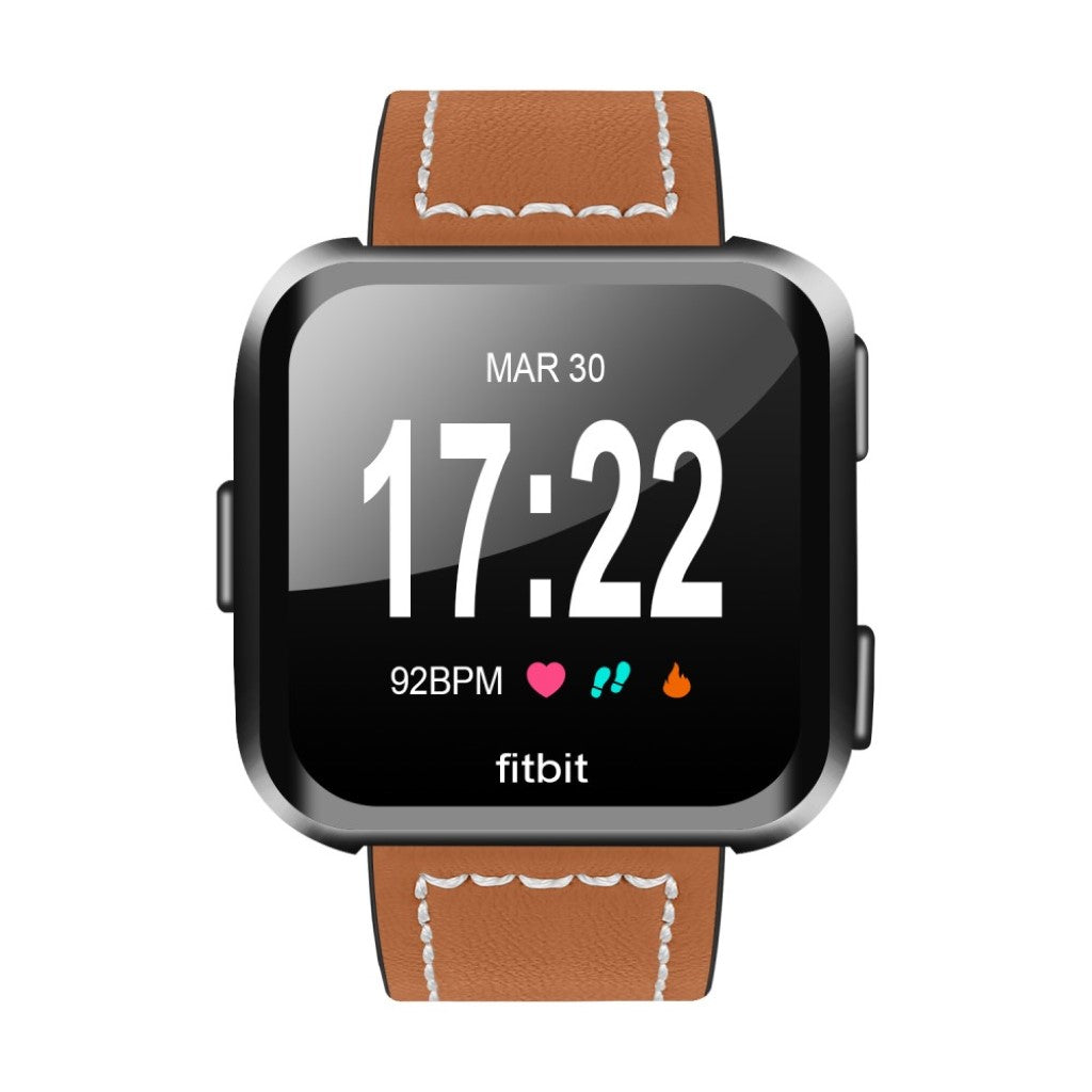 Mega smuk Fitbit Versa Ægte læder Rem - Brun#serie_1