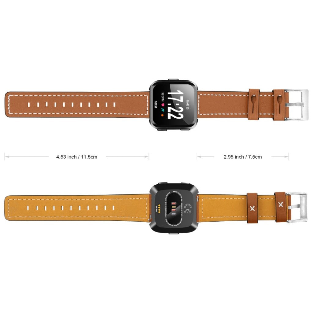 Mega smuk Fitbit Versa Ægte læder Rem - Brun#serie_1