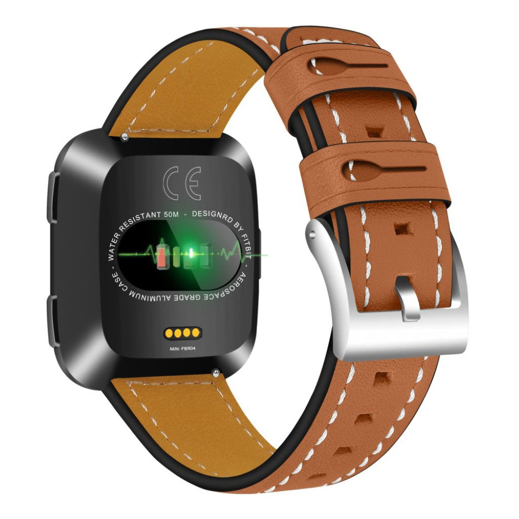 Mega smuk Fitbit Versa Ægte læder Rem - Brun#serie_1