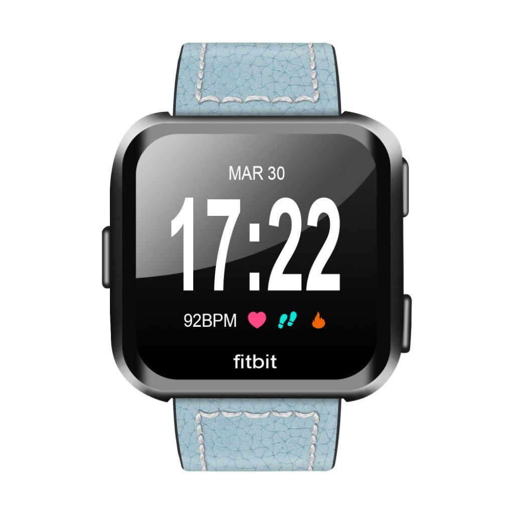 Mega smuk Fitbit Versa Ægte læder Rem - Blå#serie_2