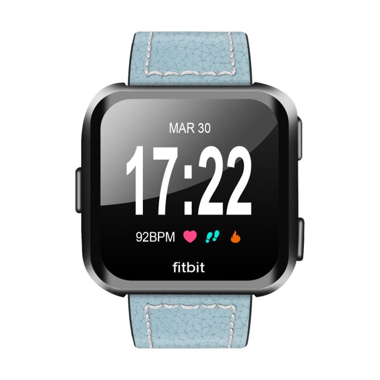 Mega smuk Fitbit Versa Ægte læder Rem - Blå#serie_2
