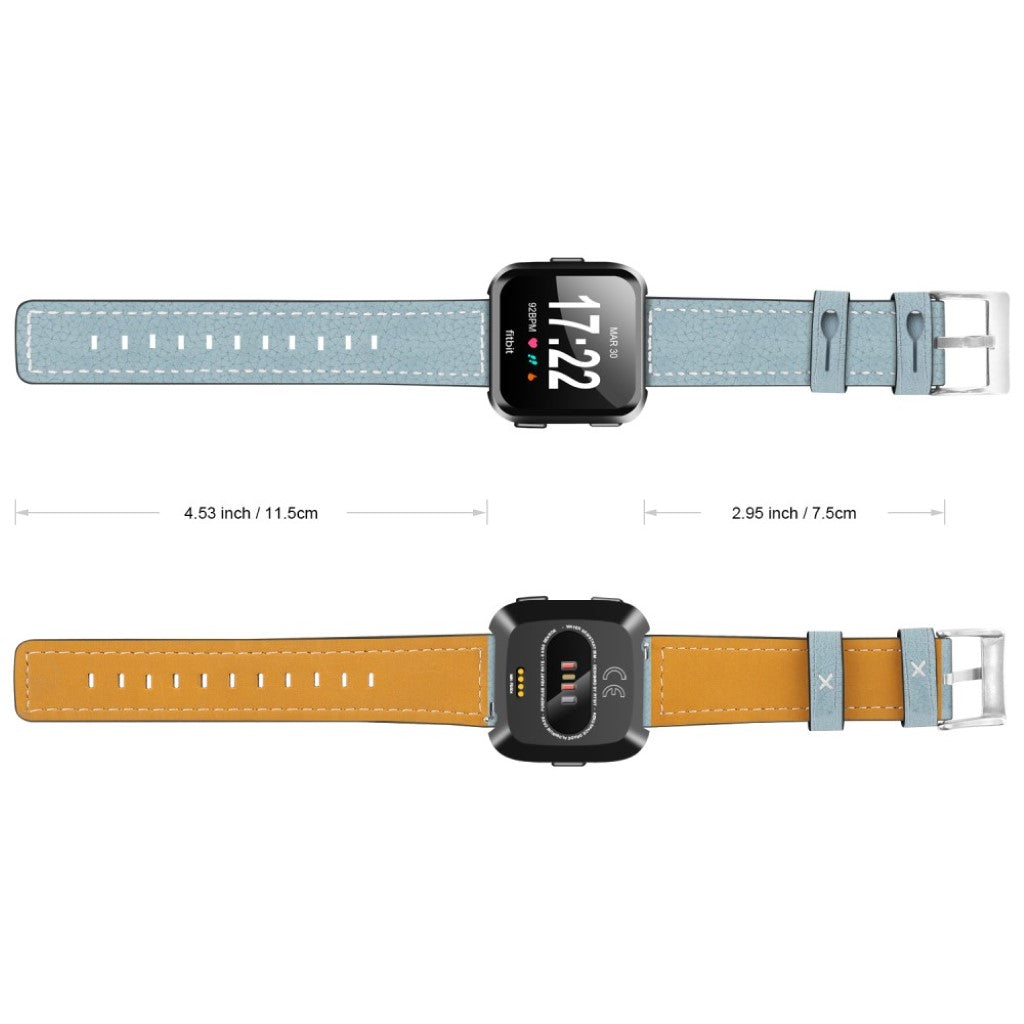 Mega smuk Fitbit Versa Ægte læder Rem - Blå#serie_2