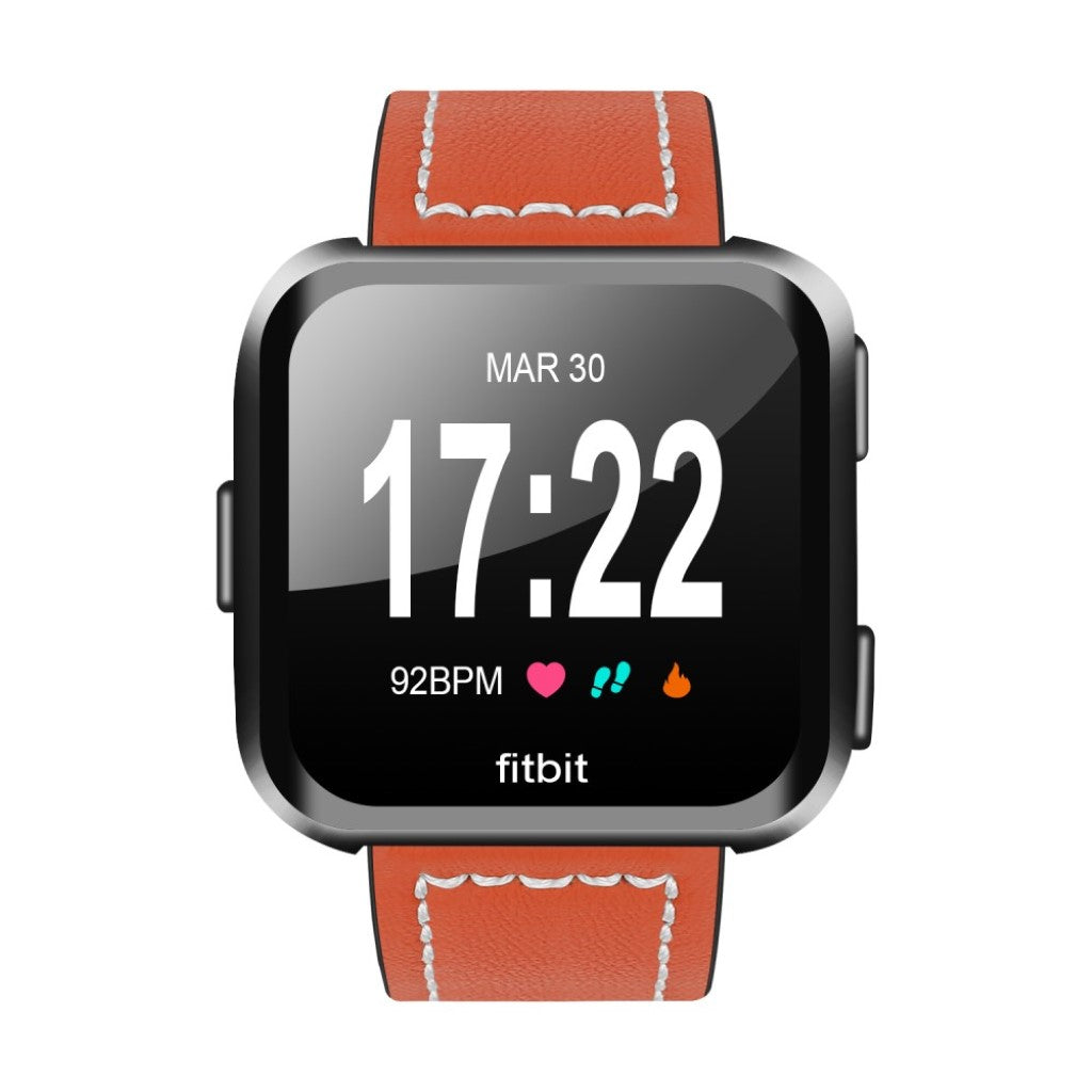 Mega smuk Fitbit Versa Ægte læder Rem - Orange#serie_3