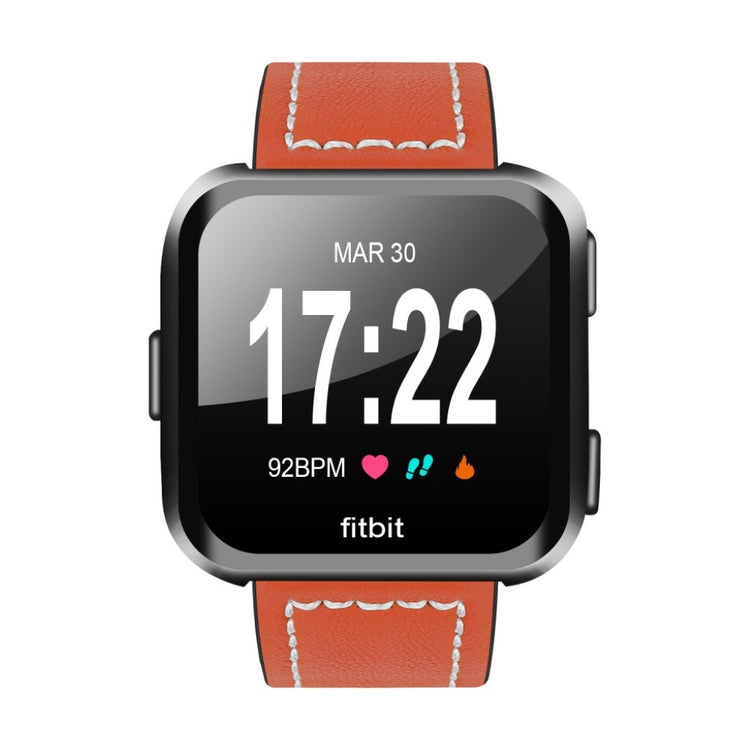 Mega smuk Fitbit Versa Ægte læder Rem - Orange#serie_3