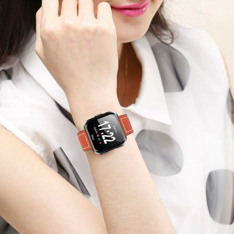 Mega smuk Fitbit Versa Ægte læder Rem - Orange#serie_3