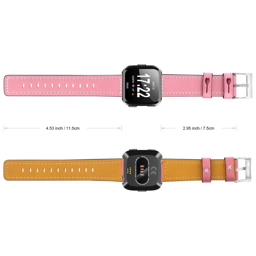 Mega smuk Fitbit Versa Ægte læder Rem - Pink#serie_4