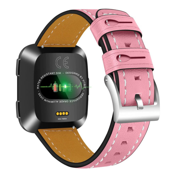 Mega smuk Fitbit Versa Ægte læder Rem - Pink#serie_4