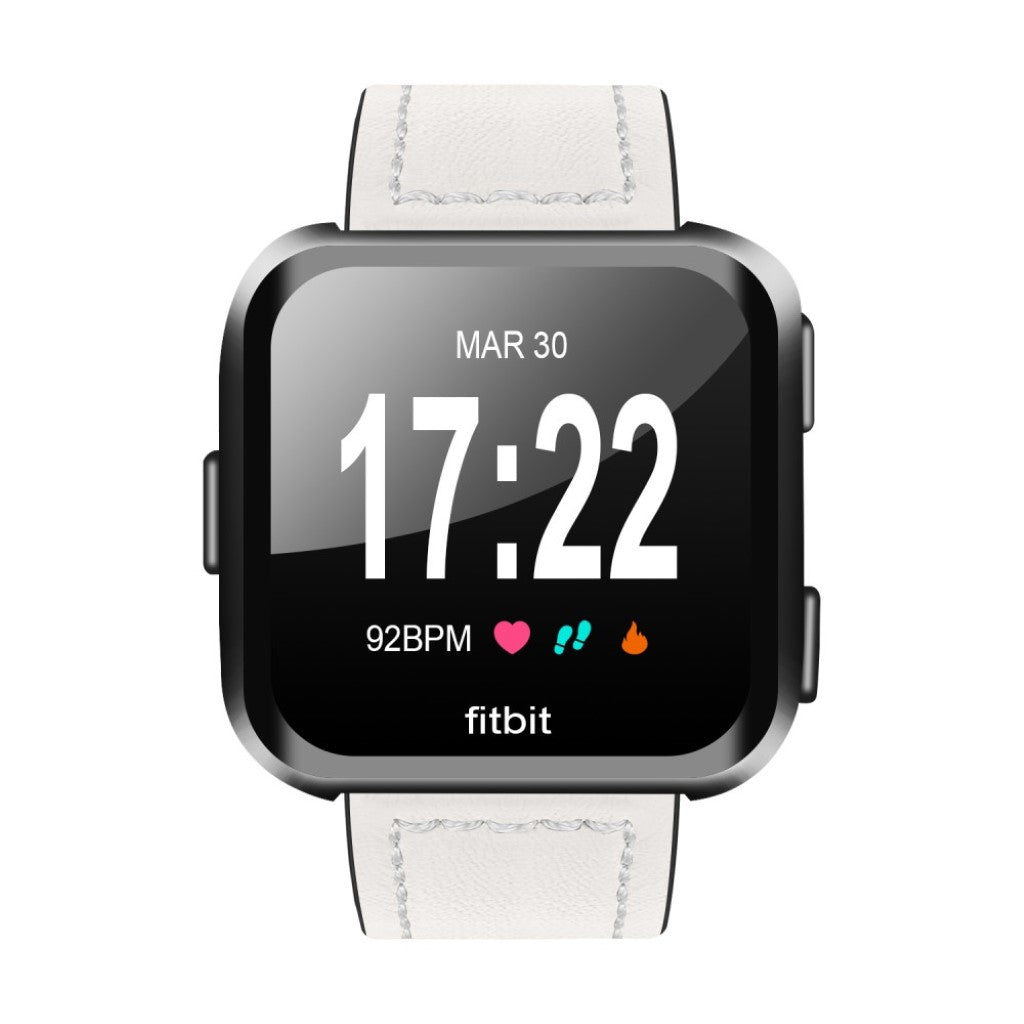 Mega smuk Fitbit Versa Ægte læder Rem - Hvid#serie_5