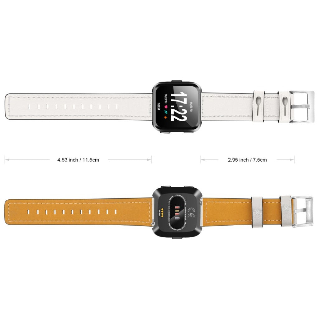 Mega smuk Fitbit Versa Ægte læder Rem - Hvid#serie_5