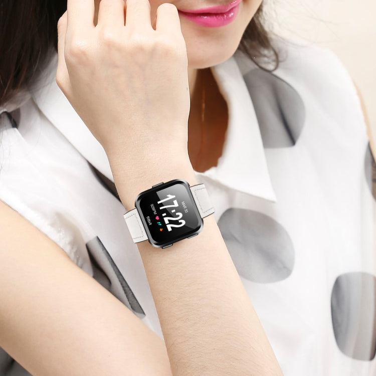 Mega smuk Fitbit Versa Ægte læder Rem - Hvid#serie_5