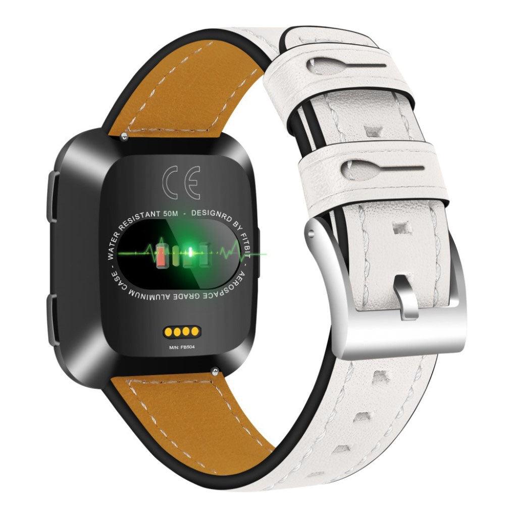 Mega smuk Fitbit Versa Ægte læder Rem - Hvid#serie_5