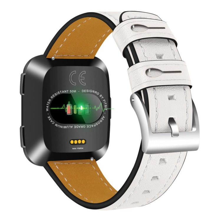 Mega smuk Fitbit Versa Ægte læder Rem - Hvid#serie_5