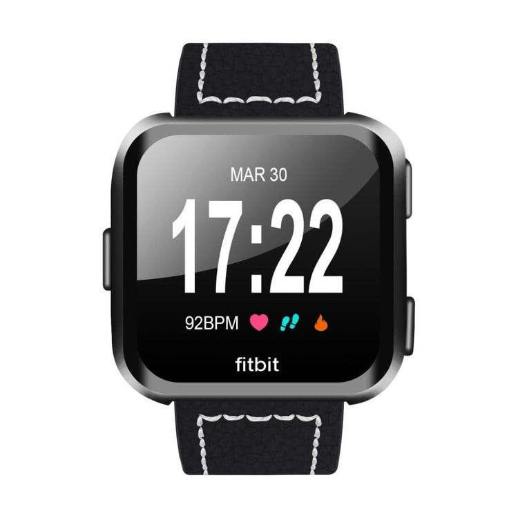 Mega smuk Fitbit Versa Ægte læder Rem - Sort#serie_6