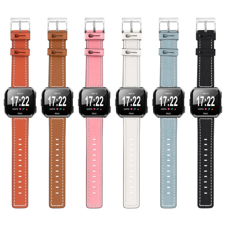 Mega smuk Fitbit Versa Ægte læder Rem - Sort#serie_6