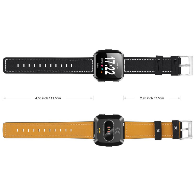 Mega smuk Fitbit Versa Ægte læder Rem - Sort#serie_6