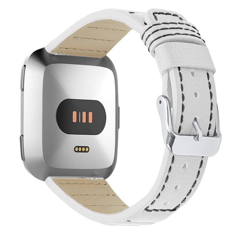 Kønt Fitbit Versa Lite Ægte læder Rem - Hvid#serie_2