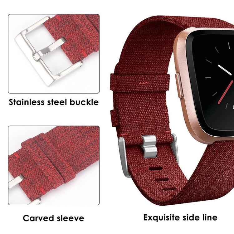 Sejt Fitbit Versa Nylon Rem - Rød#serie_3
