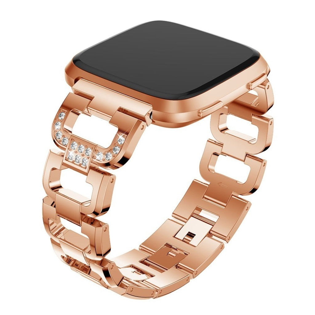 Fint Fitbit Versa Metal og Rhinsten Rem - Guld#serie_1