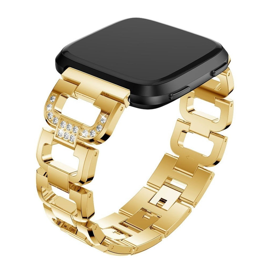 Fint Fitbit Versa Metal og Rhinsten Rem - Guld#serie_1