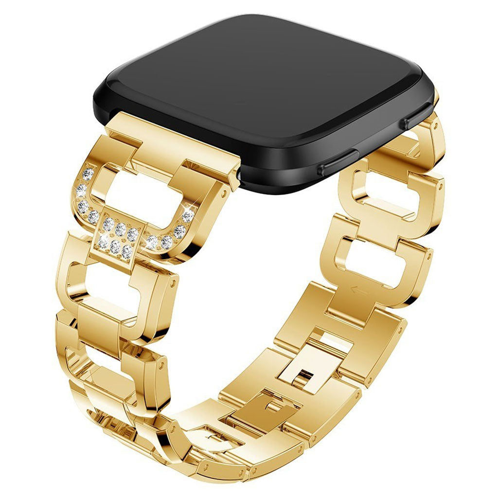 Fint Fitbit Versa Metal og Rhinsten Rem - Guld#serie_1