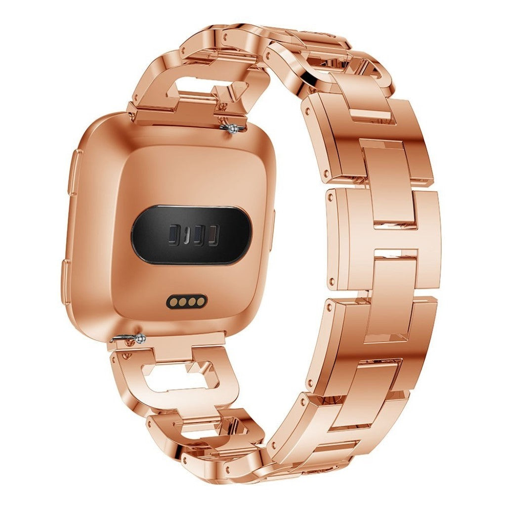 Fint Fitbit Versa Metal og Rhinsten Rem - Sort#serie_3