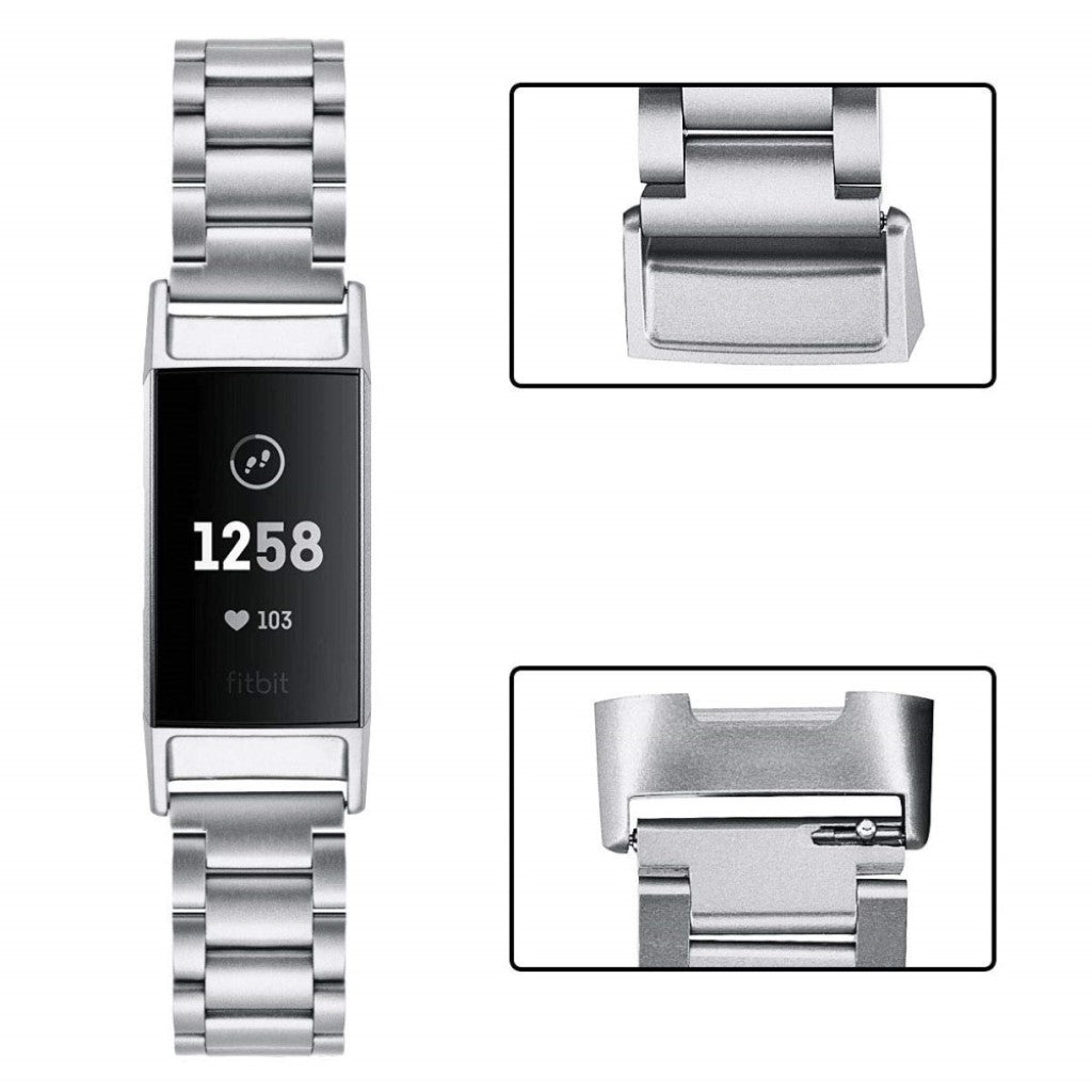 Super fed Fitbit Charge 3 Metal Rem - Sølv#serie_3