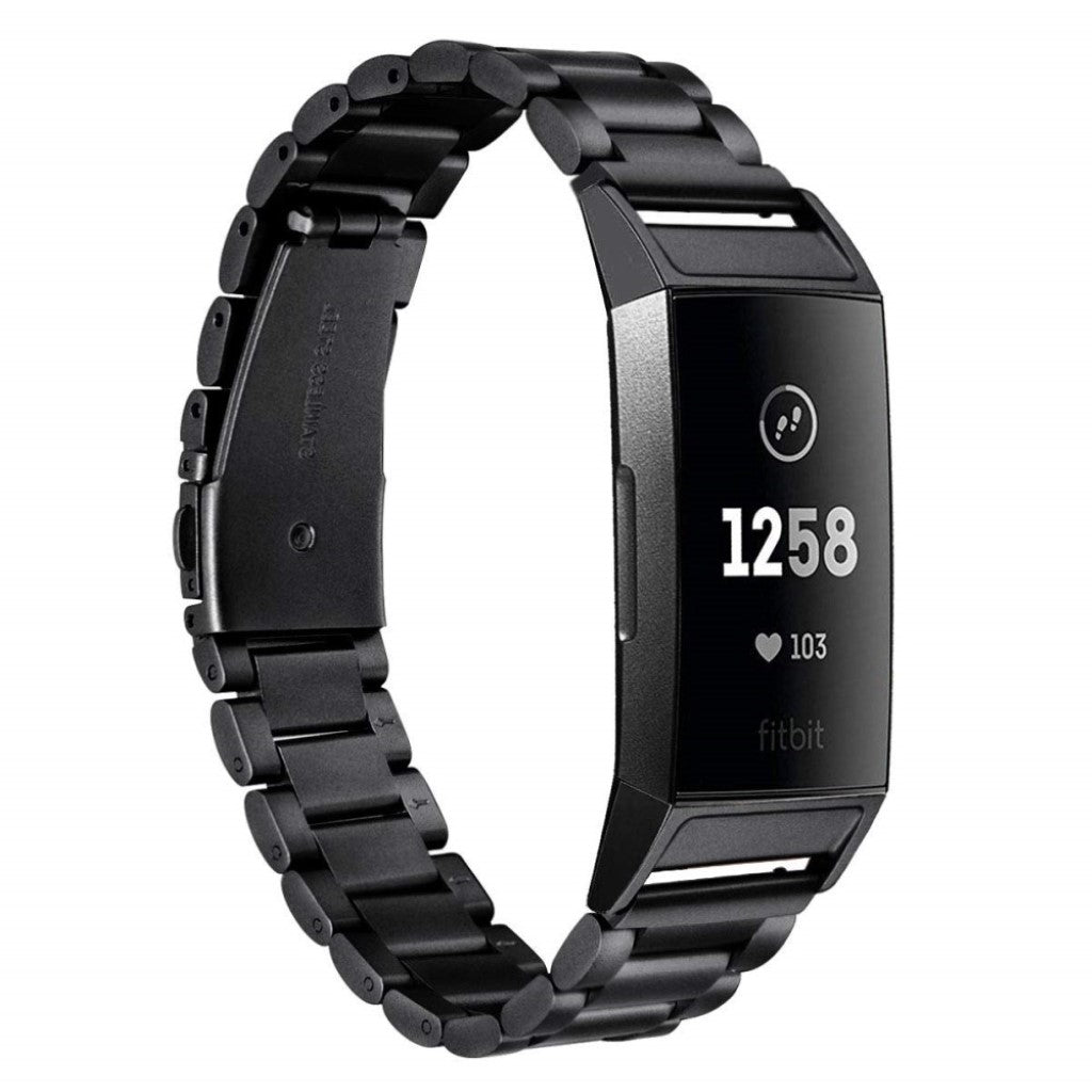Super fed Fitbit Charge 3 Metal Rem - Sort#serie_4