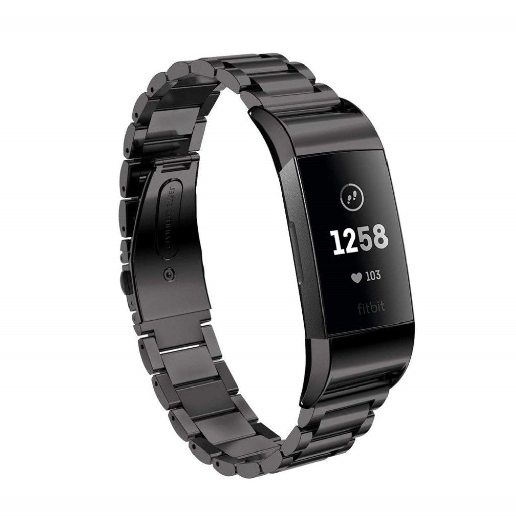 Super fed Fitbit Charge 3 Metal Rem - Sort#serie_4