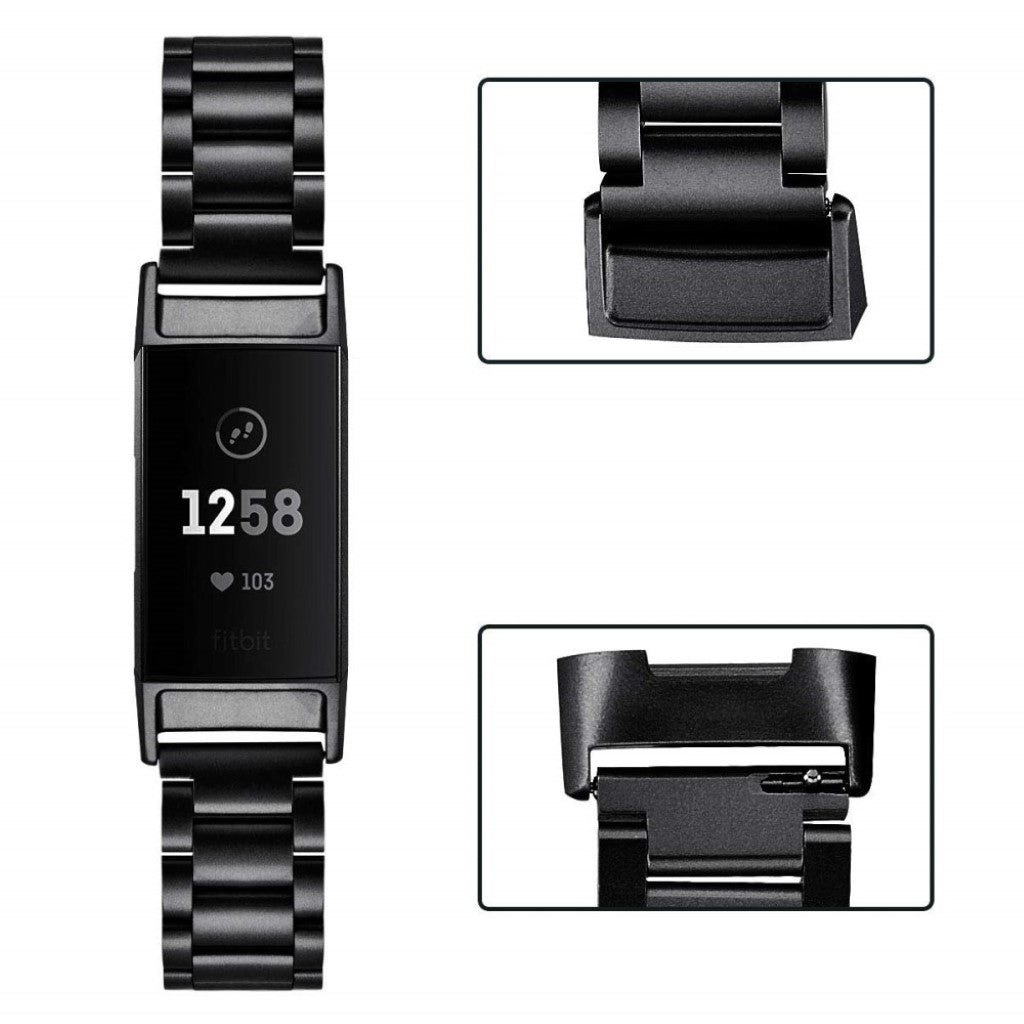 Super fed Fitbit Charge 3 Metal Rem - Sort#serie_4