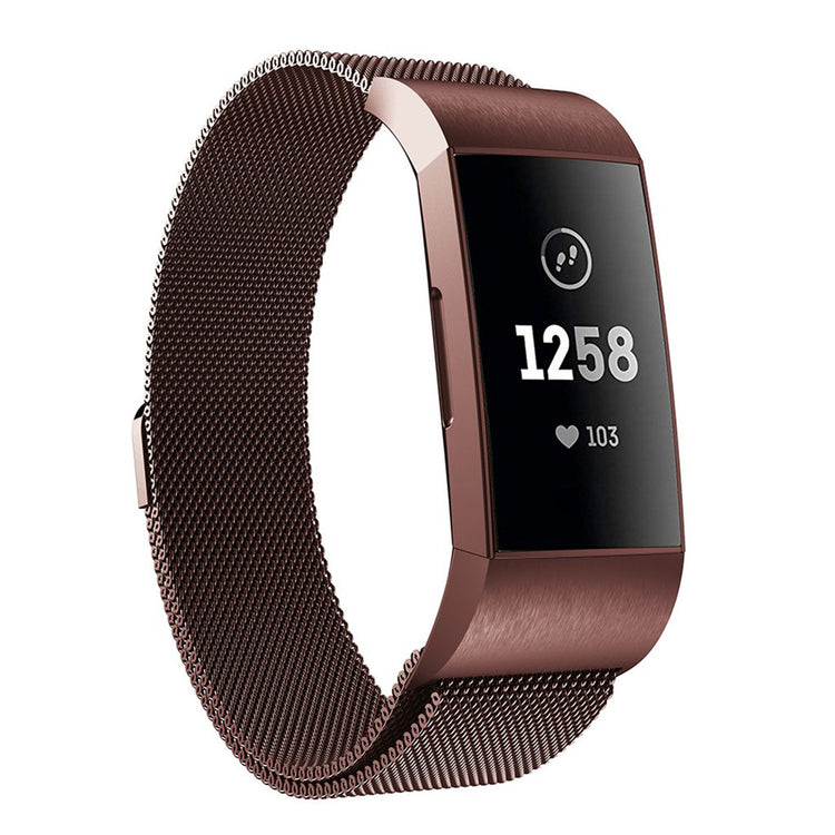 Mega fint Fitbit Charge 3 Metal Rem - Brun#serie_2