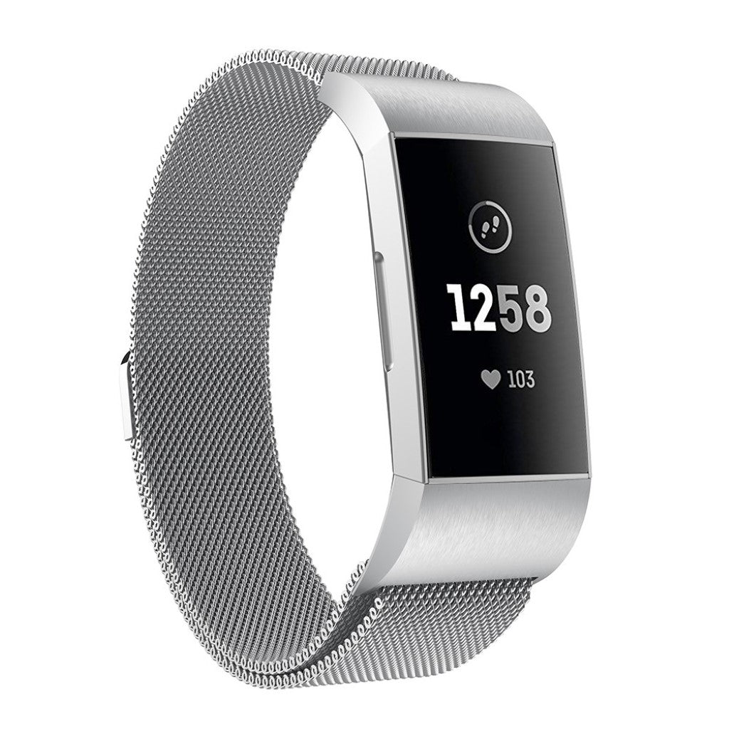 Mega fint Fitbit Charge 3 Metal Rem - Sølv#serie_5