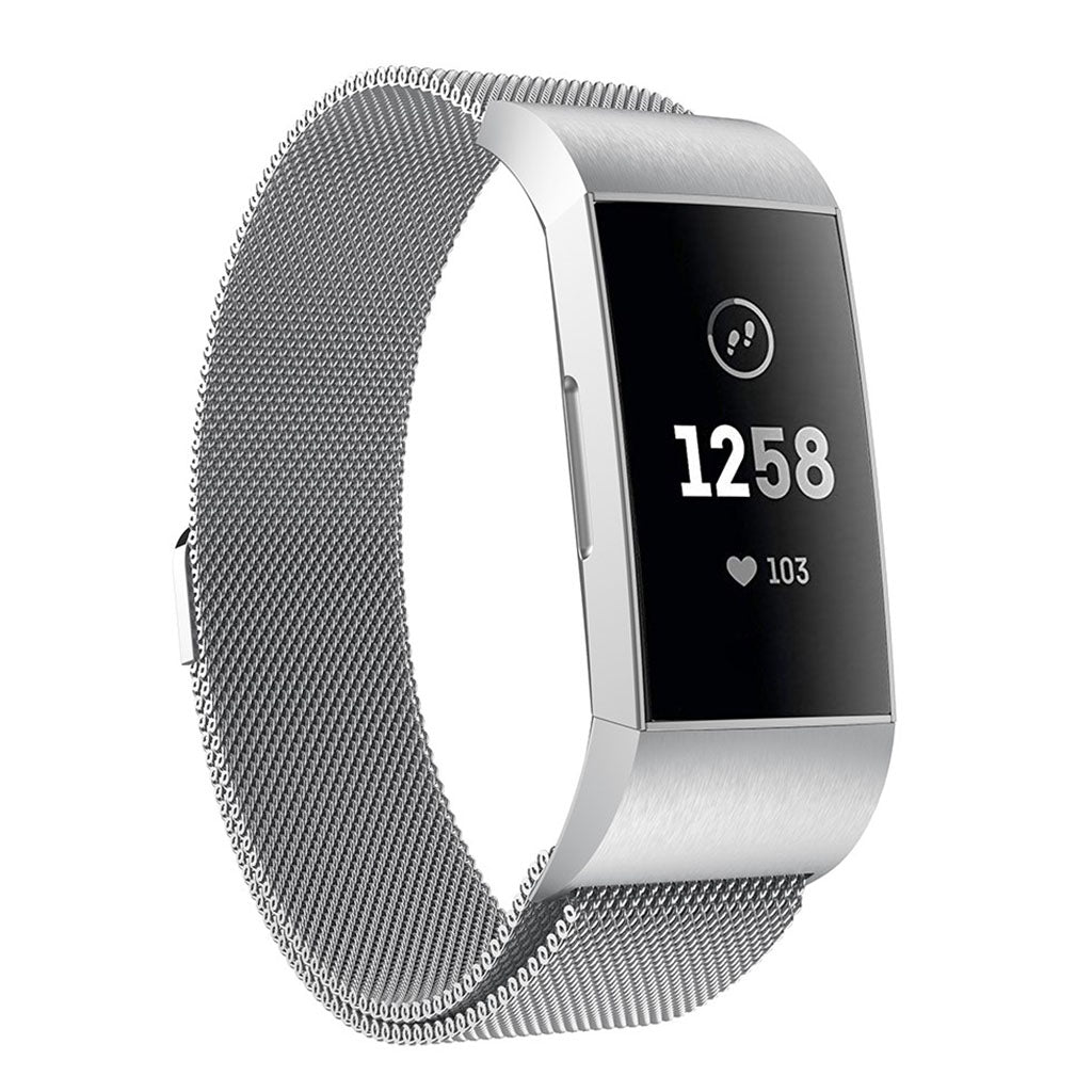 Mega fint Fitbit Charge 3 Metal Rem - Sølv#serie_5