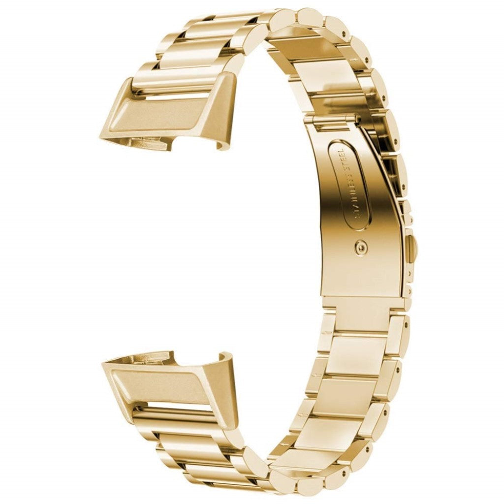 Meget slidstærk Fitbit Charge 3 Metal Rem - Guld#serie_1