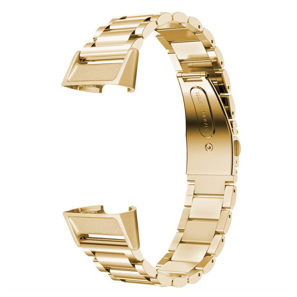 Meget slidstærk Fitbit Charge 3 Metal Rem - Guld#serie_1