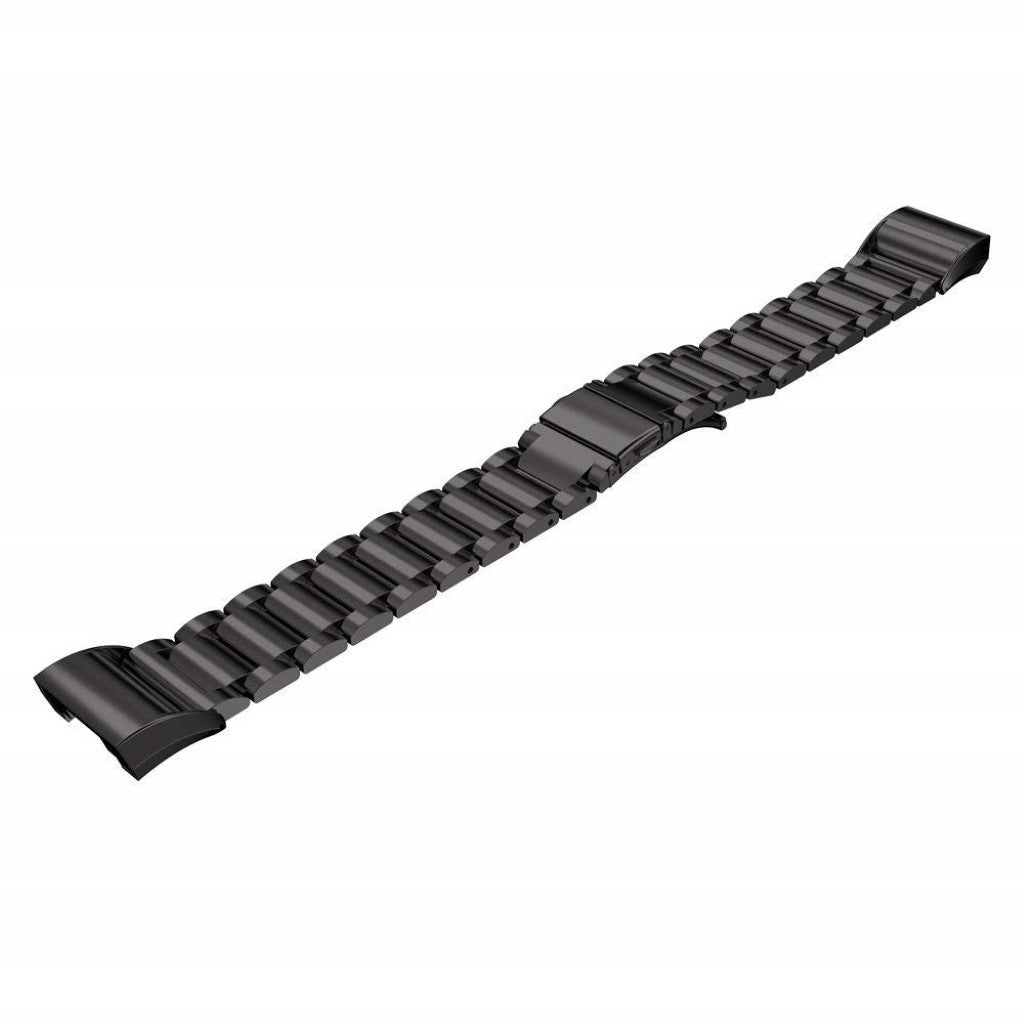 Meget slidstærk Fitbit Charge 3 Metal Rem - Sort#serie_4