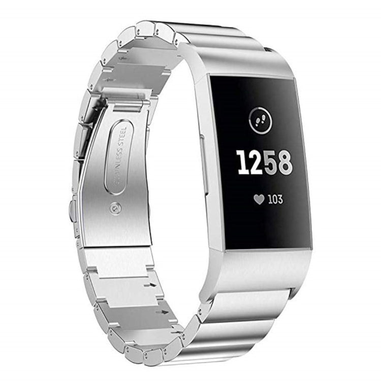 Meget elegant Fitbit Charge 3 Metal Rem - Sølv#serie_3