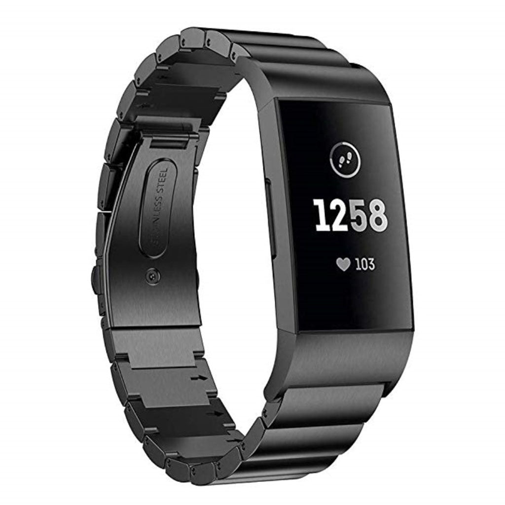 Meget elegant Fitbit Charge 3 Metal Rem - Sort#serie_4