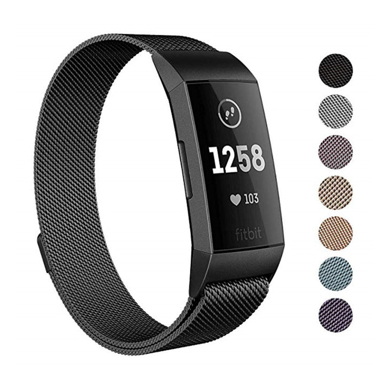 Rigtigt flot Fitbit Charge 3 Metal Rem - Sort#serie_7