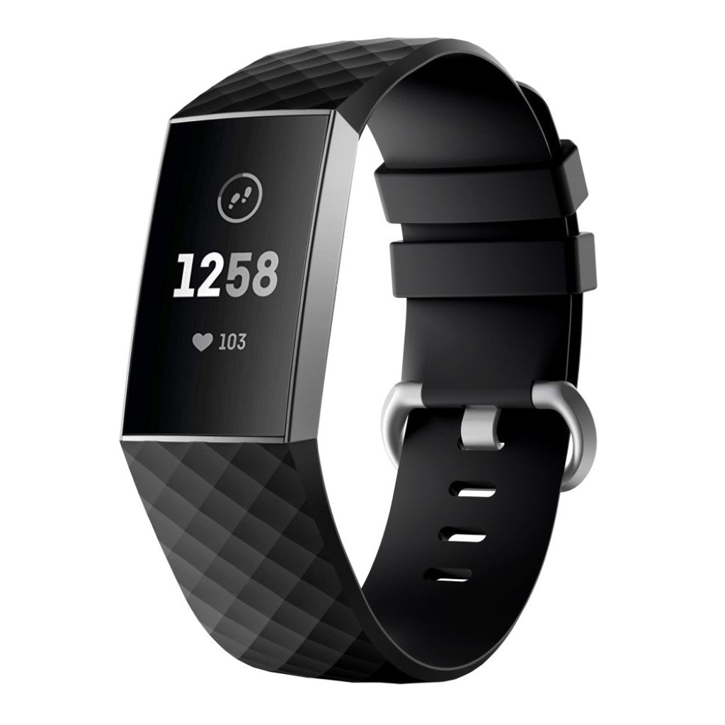 Rigtigt nydelig Fitbit Charge 3 Silikone Rem - Sort#serie_10